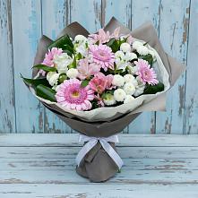 Букет цветов из:  Герберы, Альстромерии и Хризантемы #REPLACE_PRED# Мурманске