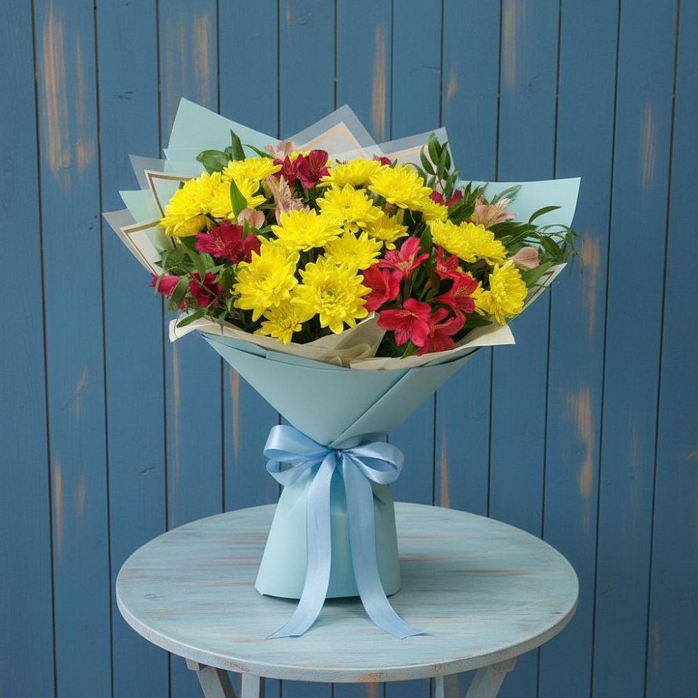 Букет цветов из: Альстромерии и Хризантемы в Мурманске