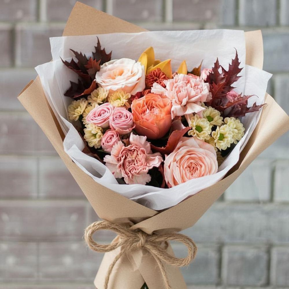 Букет цветов из: Гвоздики, Хризантемы и Розы в Мурманске