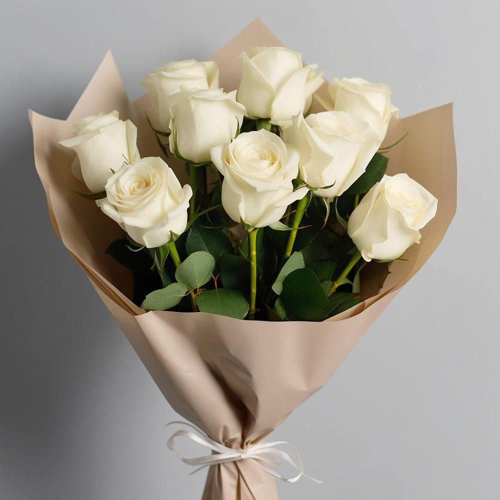 Букет 9 Белых роз Эдлесс Лав в Мурманске