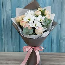 Букет цветов из:  Хризантемы и Розы #REPLACE_PRED# Мурманске