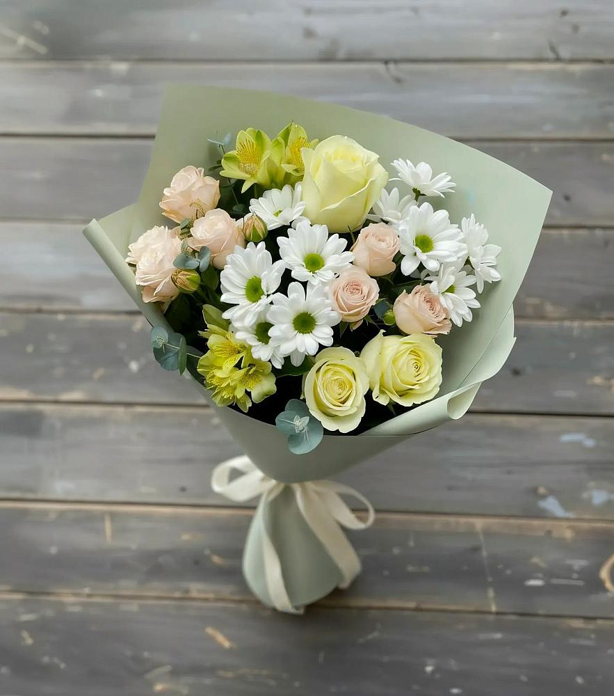Букет цветов из: Альстромерии, Розы и Хризантемы в Мурманске
