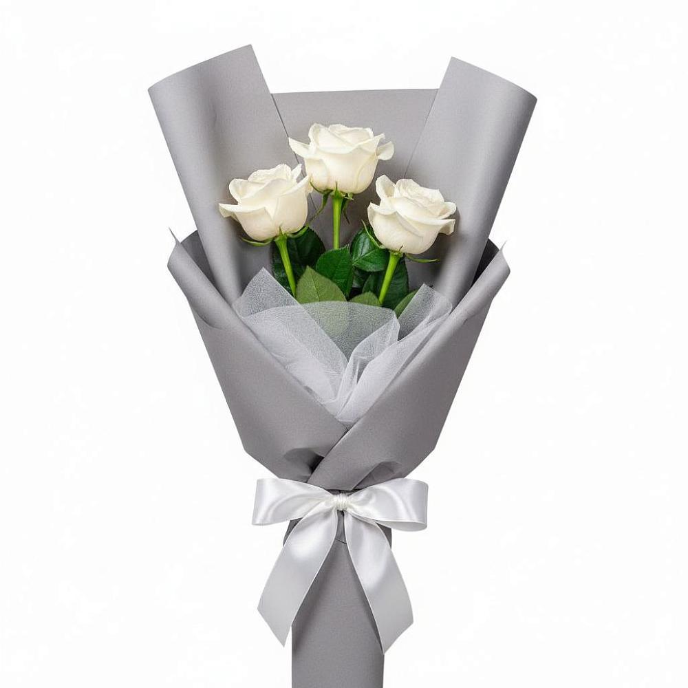 Букет 3 белые розы в Мурманске