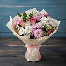 Букет цветов из:  Хризантемы, Альстромерии и Розы в Мурманске