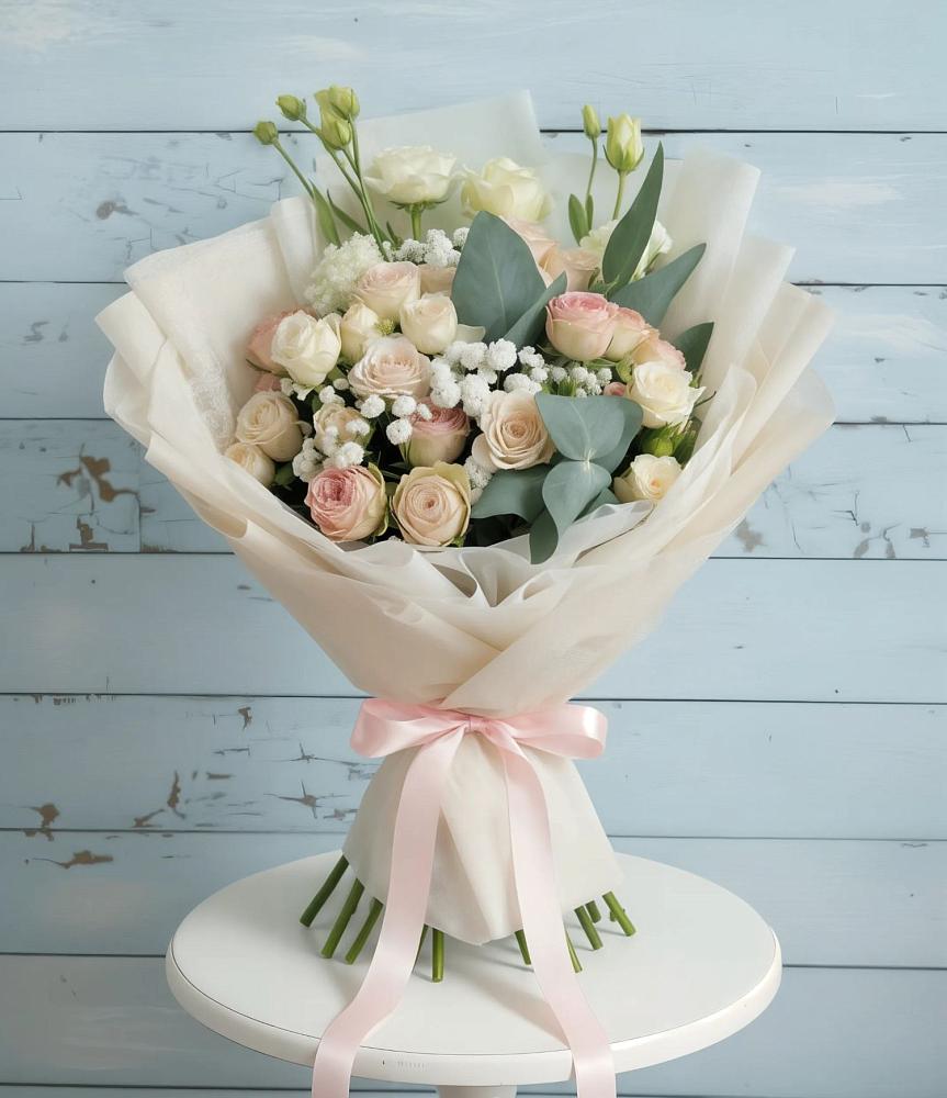 Букет цветов из: Розы и Лизиантусы в Мурманске